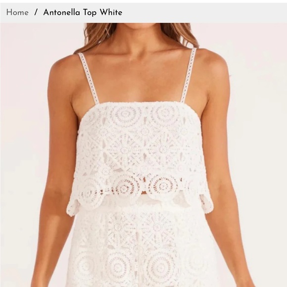 NWT MINKPINK Antonella Ivory Crochet Lace Top Size XS - Picture 1 of 8